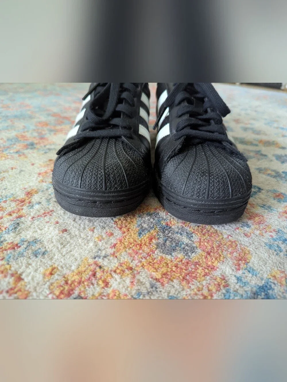 Adidas Originals Superstar J Leather Black/White/Gold EF5398 Men's 7 Women's 8